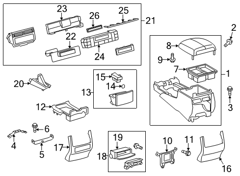 2015 Lexus LX570 Console Console Cup Holder Box Sub-Assembly Diagram for 58803-60150