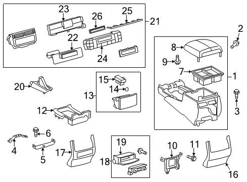 2015 Lexus LX570 Console Box Sub-Assembly, Console Diagram for 58901-60660-A1