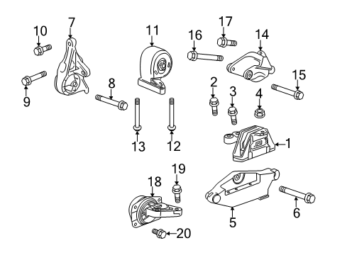 2016 Cadillac SRX Engine & Trans Mounting Transmission Mount Bracket Diagram for 23105921