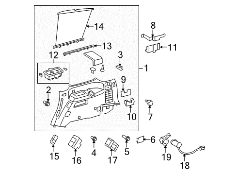 2010 Toyota Sequoia Power Seats Hook Bracket Diagram for 62534-0C010