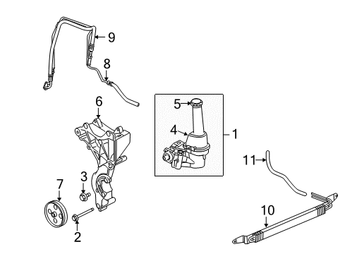 2003 Chevrolet SSR P/S Pump & Hoses, Steering Gear & Linkage Pump Kit-P/S (Remanufacture) Diagram for 15267525