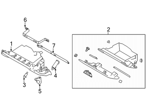 2022 Toyota GR86 Glove Box Glove Box Frame Diagram for SU003-09801