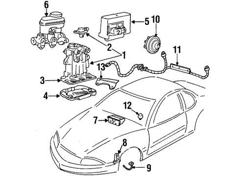 1998 Oldsmobile Achieva ABS Components Electronic Brake Control Module Assembly Diagram for 16250109