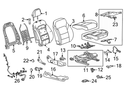 2022 Chevrolet Bolt EUV Passenger Seat Components Heater Control Diagram for 84958443