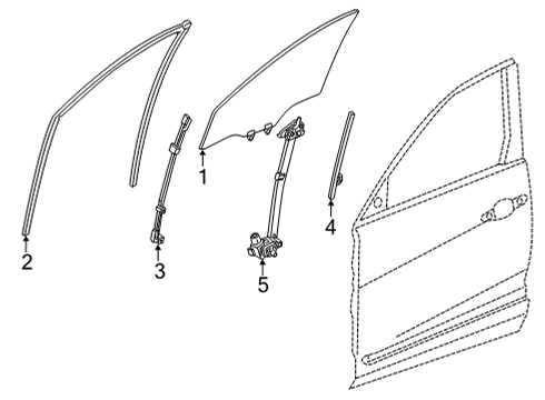 2021 Acura TLX Front Door Sash, Right Front (Lower) Diagram for 72231-TGV-A01