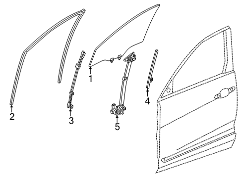 2021 Acura TLX Front Door Sash, Left Front Door Diagram for 72270-TGV-A01