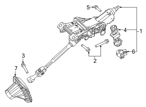 2019 Ford Edge Steering Column & Wheel, Steering Gear & Linkage Column Assembly Diagram for H2GZ-3C529-A