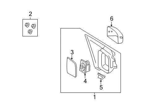 2008 Mercury Sable Mirrors Mirror Glass Diagram for 8G1Z-17K707-C