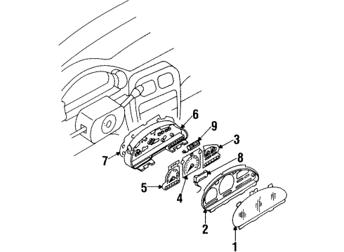 1997 Nissan Quest Instruments & Gauges Tachometer Assy Diagram for 24825-1B000