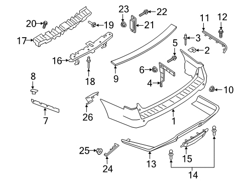 2020 Lincoln Navigator Rear Bumper Deflector Diagram for JL7Z-17779-A