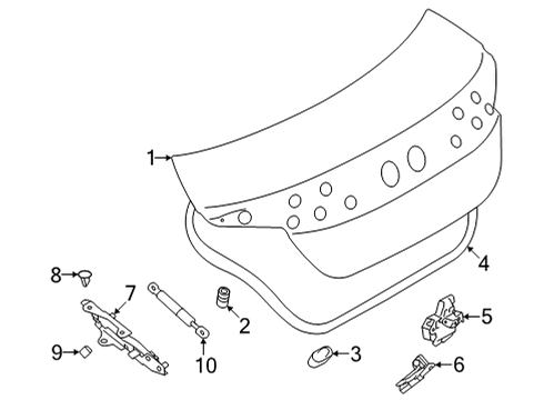 2022 Toyota GR86 Trunk Lid & Components Striker Diagram for SU003-09190