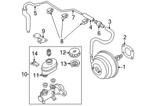 2001 Nissan Altima Hydraulic System Master Vacuum Assembly Diagram for 47210-1Z210