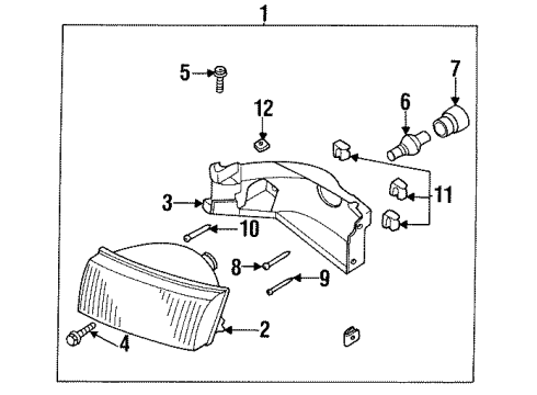 1997 Nissan Quest Bulbs Driver Side Headlight Assembly Diagram for B6060-6B000
