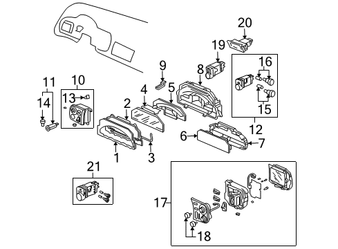 2006 Honda S2000 Cluster & Switches Lcd Assembly Diagram for 78130-S2A-A02
