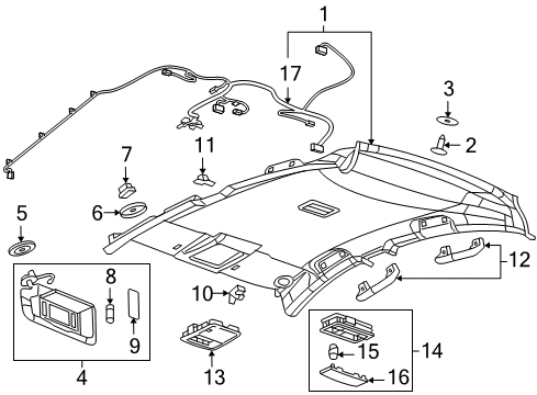 2014 Chevrolet Cruze Interior Trim - Roof Headliner Diagram for 42475862