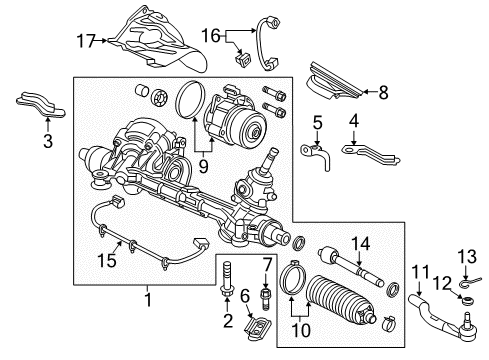 2017 Honda Civic Steering Column & Wheel, Steering Gear & Linkage Gear Box Assembly, Eps Diagram for 53650-TBC-A22