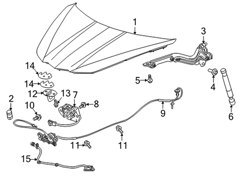 2021 Chevrolet Corvette Hood & Components Striker Spacer Diagram for 84253769