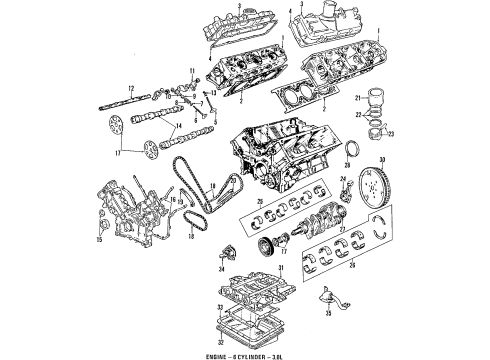 1988 Eagle Premier Engine Parts, Mounts, Cylinder Head & Valves, Camshaft & Timing, Oil Pan, Oil Pump, Crankshaft & Bearings, Pistons, Rings & Bearings Seal Oil Diagram for J4194980