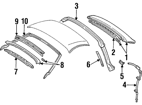 1997 Toyota Supra Roof & Components, Windshield Header & Components, Exterior Trim Weatherstrip Diagram for 63251-14050