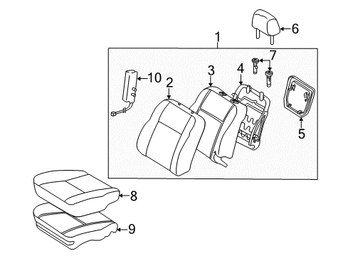 2004 Toyota Matrix Front Seat Components Cushion Cover Diagram for 71071-01170-B0