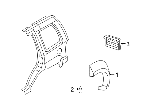 2009 Jeep Liberty Exterior Trim - Quarter Panel Molding-Rear Wheel Opening Diagram for 1CK84TZZAD
