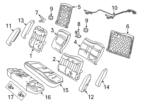 2003 Pontiac Grand Am Rear Seat Components Pad Asm, Rear Seat Cushion Diagram for 22605030