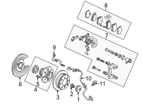 2007 Honda Accord Anti-Lock Brakes Sensor Assembly, Right Rear Diagram for 57470-SDR-A01