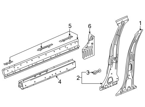 2019 Chevrolet Equinox Center Pillar & Rocker Reinforcement Asm-Rocker Outer Panel Diagram for 84296142