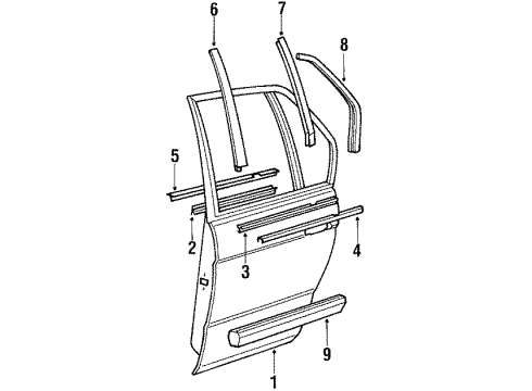 1988 BMW 735i Rear Door Door Weather Strip Inner Left Diagram for 51228105103