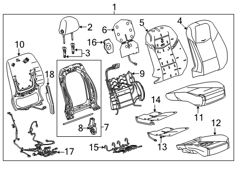 2017 Cadillac CTS Passenger Seat Components Seat Cushion Pad Diagram for 23157418