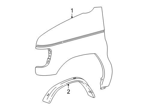 2001 Ford E-150 Econoline Club Wagon Fender & Components Fender Diagram for 7C2Z-16005-A