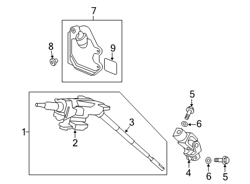 2010 Acura MDX Steering Column & Wheel, Steering Gear & Linkage Cover, Steering Joint Diagram for 53320-SHJ-L00