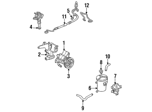 1993 Honda Accord P/S Pump & Hoses, Steering Gear & Linkage Pump, Power Steering Diagram for 56100-PT0-060