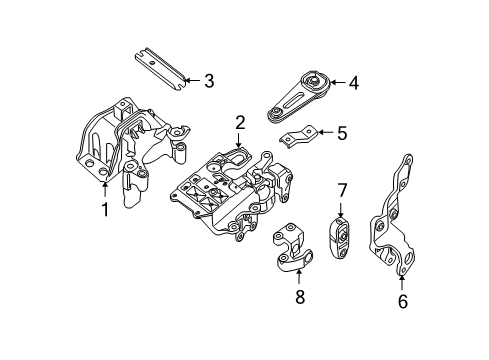 2007 Nissan Sentra Engine & Trans Mounting Bracket-Pull Down, LH Diagram for 11367-ET000