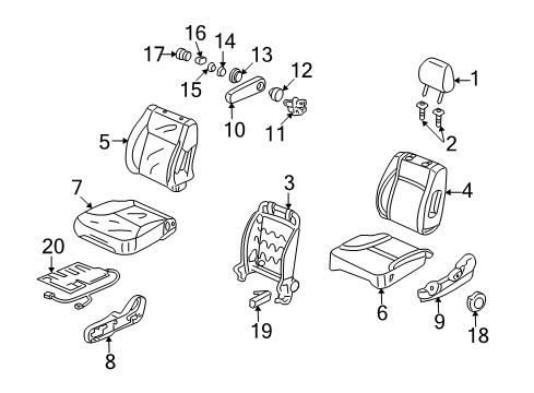 2004 Honda CR-V Front Seat Components Washer, Plain (10MM) Diagram for 94103-10800