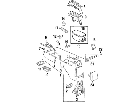 1999 Oldsmobile Cutlass Console Console Asm, Front Floor (Less Armrest&Cupholde*Neutral)(Les Diagram for 22604737