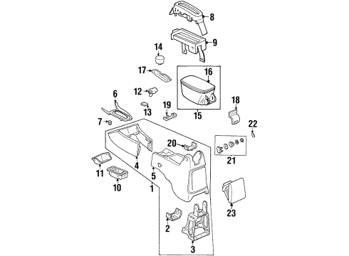 1999 Oldsmobile Cutlass Console Holder Asm-Front Floor Console Rear Cup *Pewter Diagram for 22649582