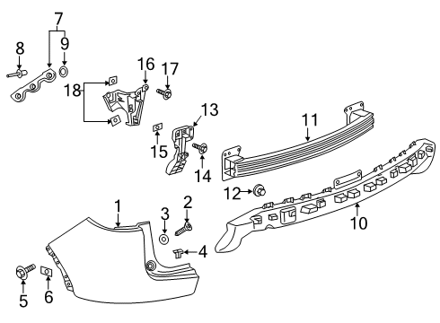 2020 Chevrolet Blazer Rear Bumper Bracket Diagram for 42443599