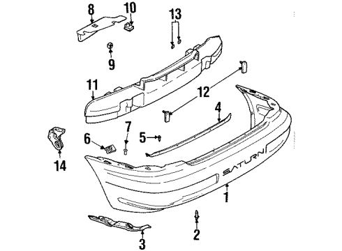 2002 Saturn SC1 Rear Bumper Bracket, Rear Bumper Fascia Diagram for 21124674