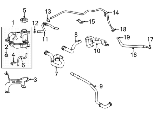 2022 Cadillac CT4 Coolant Reservoir Mount Bracket Clip Diagram for 11548857