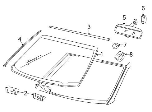 2011 Ford Expedition Windshield Glass Compass Diagram for 4C5Z-19A548-AA