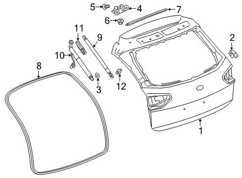 2020 Buick Regal TourX Lift Gate Lift Cylinder Diagram for 39085566