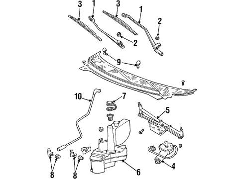 2002 Ford Windstar Wiper & Washer Components Hose Diagram for F58Z17A605A