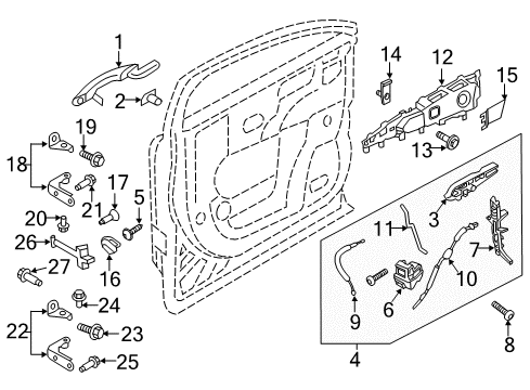 2016 Lincoln MKX Front Door Handle, Outside Diagram for GA1Z-5422404-ABPTM