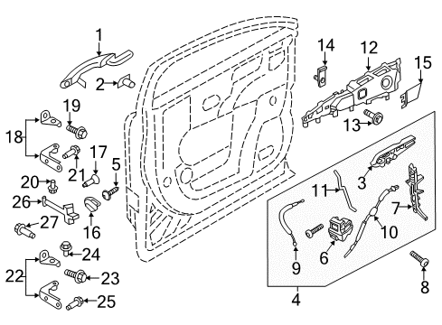 2016 Lincoln MKX Front Door Handle, Inside Diagram for HA1Z-5822601-AC