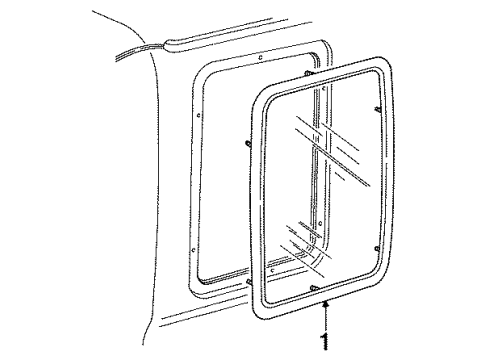 1997 Ford F-350 Side Glass Side Glass Diagram for F2TZ-1829701-A