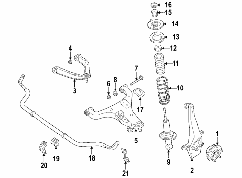 2006 Nissan Titan Front Suspension Components, Lower Control Arm, Upper Control Arm, Stabilizer Bar Bush-Rubber Diagram for 56217-7S000