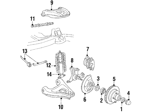 1985 Pontiac Grand Prix Front Brakes Front Lower Control Arm Diagram for 14075338