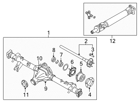 2012 Nissan Frontier Axle & Differential - Rear Spacer-Rear Axle Bearing Diagram for 43070-EB00A
