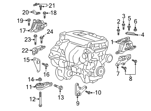 2016 Chevrolet Malibu Engine & Trans Mounting Rear Bracket Diagram for 23375491